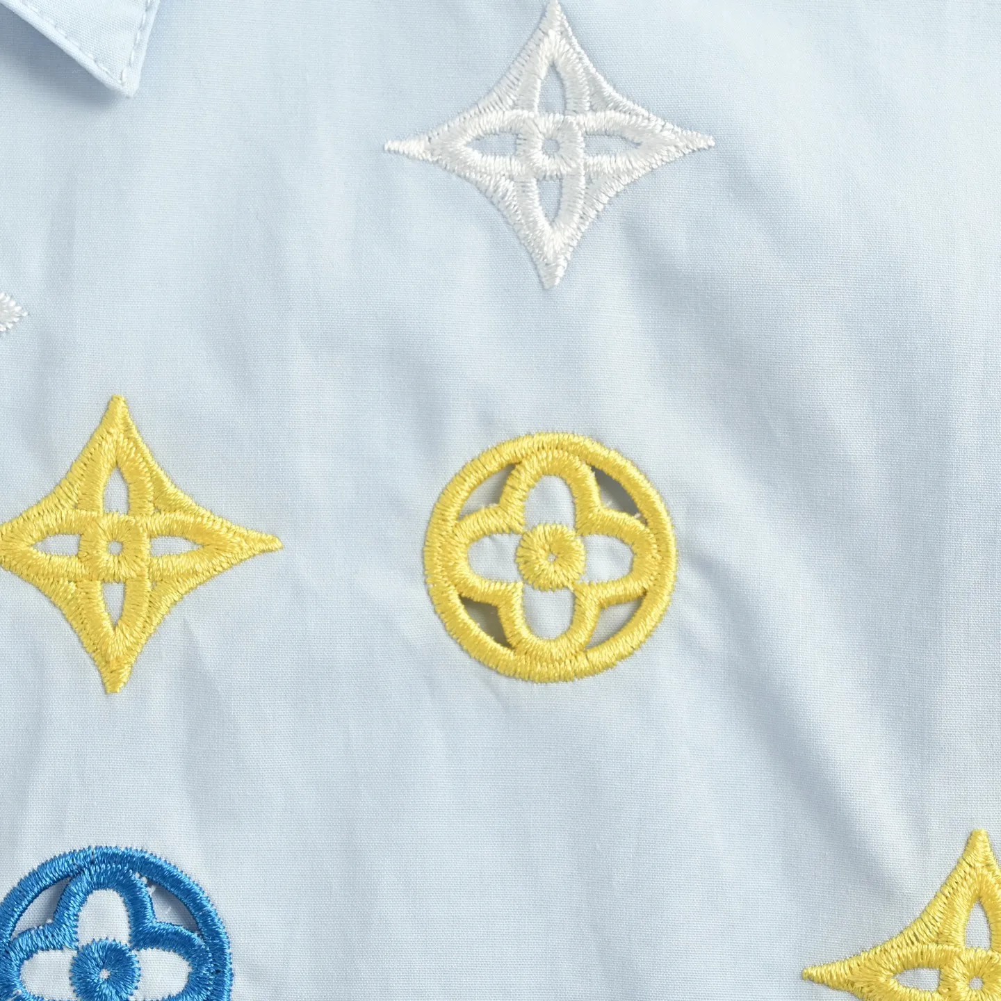 Louis Vuitton/Louis Vuitton 25ss presbyopic embroidered hollow short-sleeved shirt
